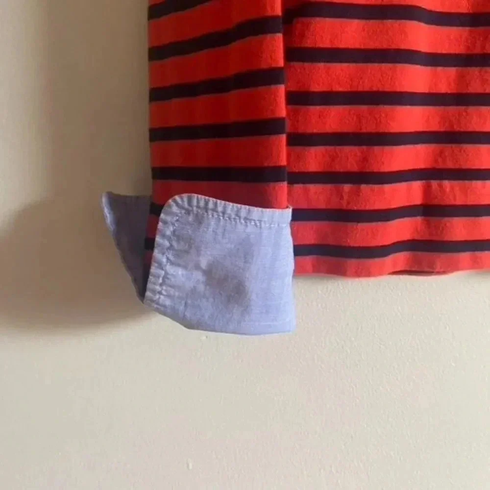 J. Crew Red Striped Nautical Top with Cuff
